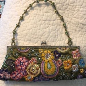 Vintage sequin beaded purse clutch bag